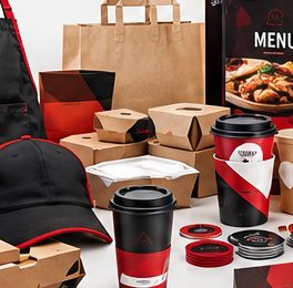 Custom branded packaging boxes, cups and bags by M&G